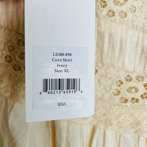 New LoveShackFancy Ivory Ruffle Lace Mini Skirt - Picture 9 of 10